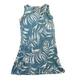 Hilo Hattie Hawaiian Dress, XL, Blue & White print